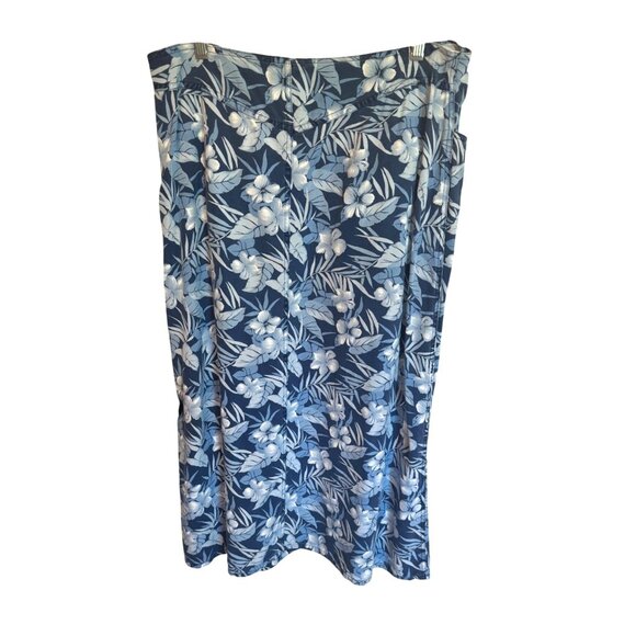Liz Claiborne Blue Floral Print Tencel A-Line Skirf 16 With Pocket Beach Travel - Picture 3 of 9